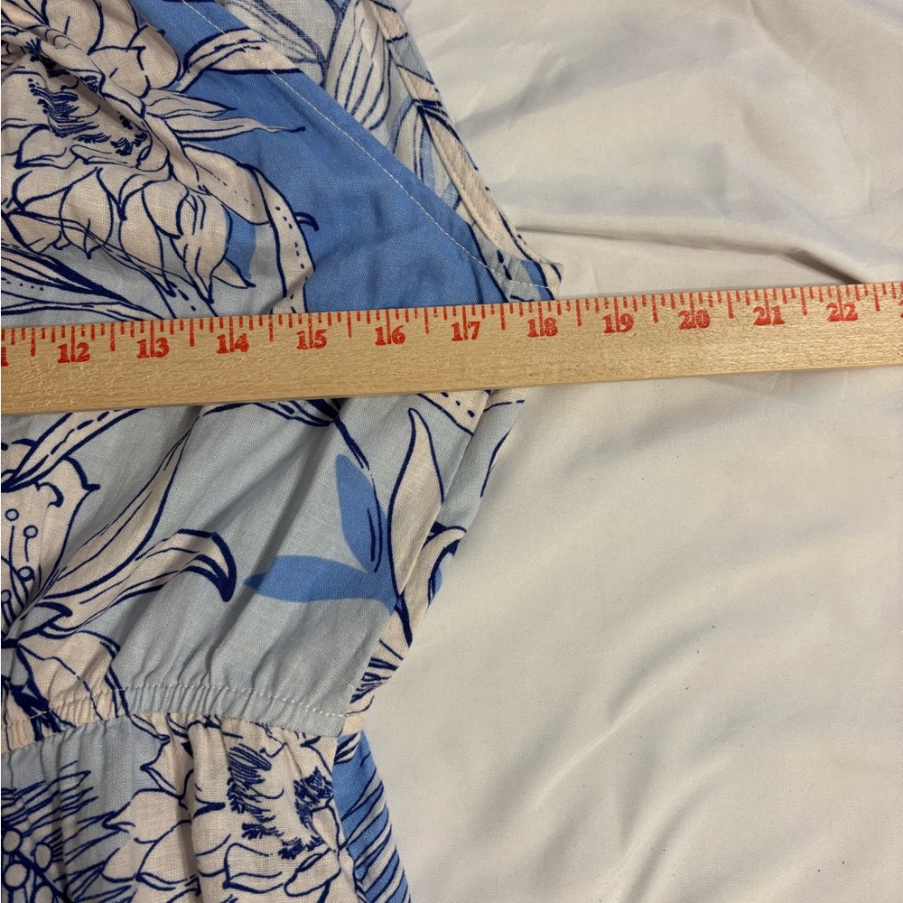 Halston Linen Blend Blue Floral Halter Maxi Dress NWT Size M - Picture 5 of 8
